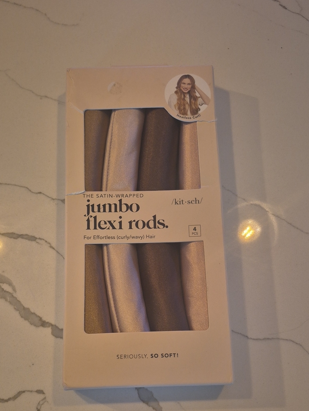 Kitsch Satin-Wrapped Jumbo Flexi Rods - Champagne, Taupe, Ivory, Bronze 4pc